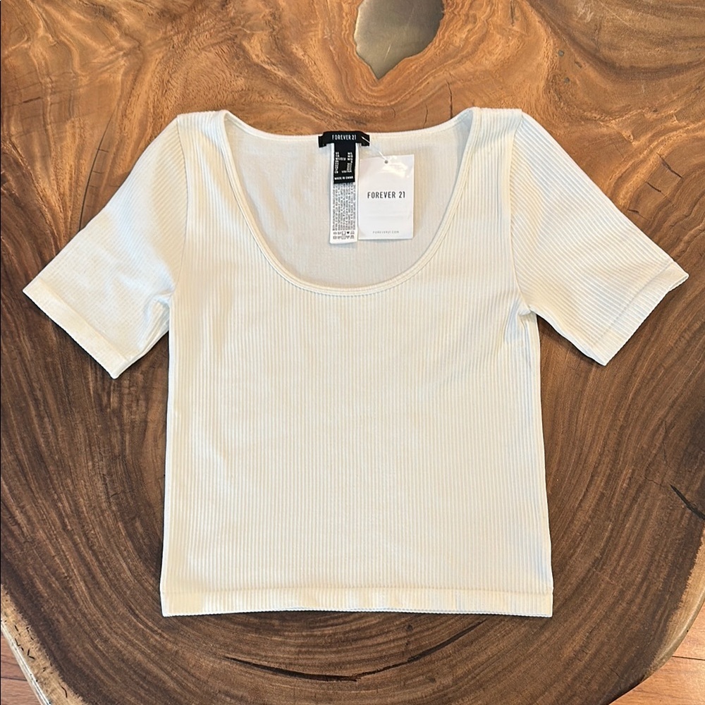 Forever 21 off white knit ribbed top